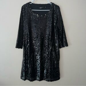 Edge by Jen Rade Women’s Size 8 Shiny Sequin A Line Dress Cooper Black Pockets
